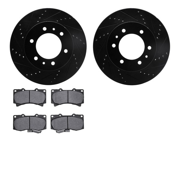 Dynamic Friction Co 8302-93001, Rotors-Drilled and Slotted-Black with 3000 Series Ceramic Brake Pads, Zinc Coated 8302-93001